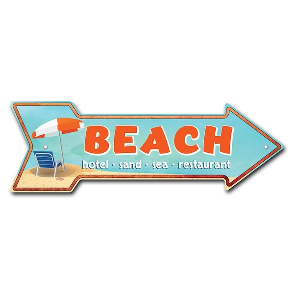Beach Arrow Sign Funny Home Decor 36in Wide